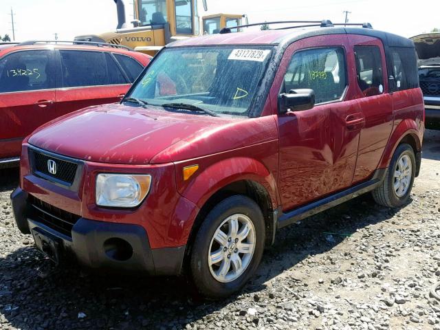 5J6YH287X6L021447 - 2006 HONDA ELEMENT EX RED photo 2