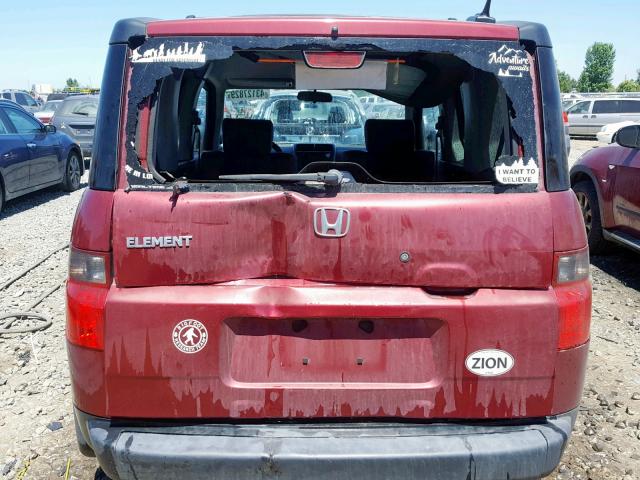 5J6YH287X6L021447 - 2006 HONDA ELEMENT EX RED photo 9