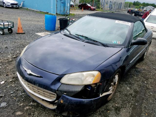 1C3EL55U61N557722 - 2001 CHRYSLER SEBRING LX BLUE photo 2