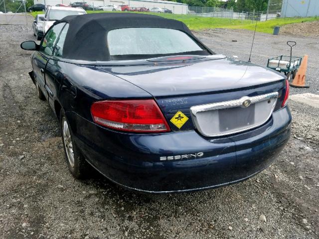 1C3EL55U61N557722 - 2001 CHRYSLER SEBRING LX BLUE photo 3