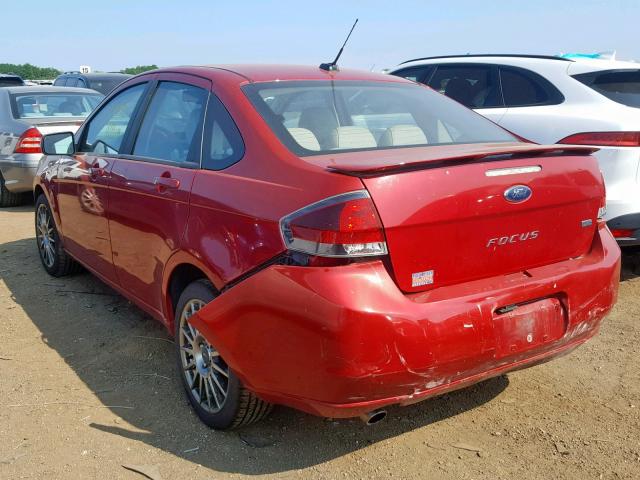 1FAHP3GN5AW298731 - 2010 FORD FOCUS SES RED photo 3