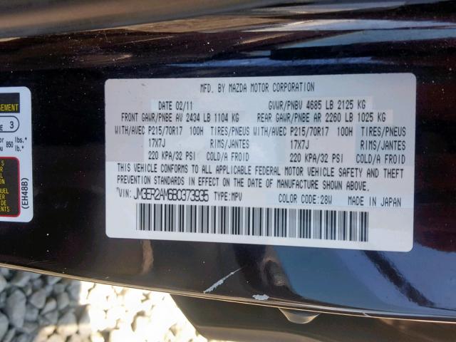 JM3ER2AM6B0373935 - 2011 MAZDA CX-7 BLACK photo 10