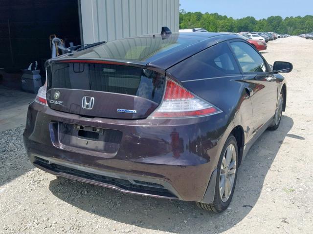 JHMZF1D4XDS002078 - 2013 HONDA CR-Z PURPLE photo 4