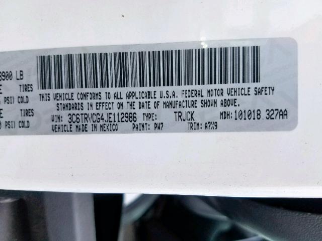 3C6TRVCG4JE112986 - 2018 RAM PROMASTER 白色 照片 10