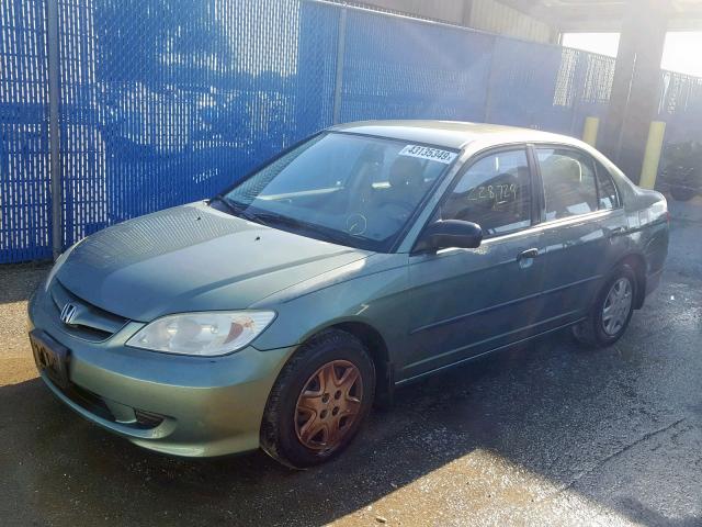 2HGES16324H621380 - 2004 HONDA CIVIC DX V GREEN photo 2