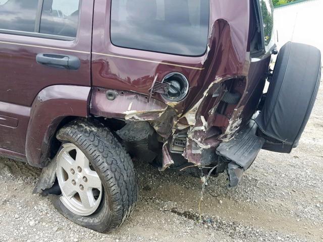 1J4GL58K64W275944 - 2004 JEEP LIBERTY LI BURGUNDY photo 9