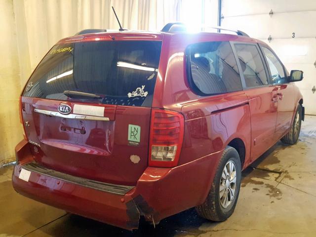 KNDMG4C77C6446855 - 2012 KIA SEDONA LX RED photo 4