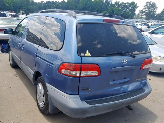 4T3ZF13C22U420357 - 2002 TOYOTA SIENNA LE BLUE photo 3