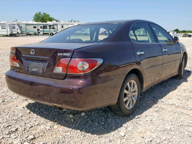 JTHBF30G630122788 - 2003 LEXUS ES 300 BURGUNDY photo 4