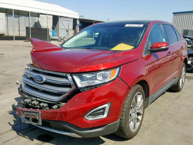 2FMTK4K88FBC12505 - 2015 FORD EDGE TITAN RED photo 2