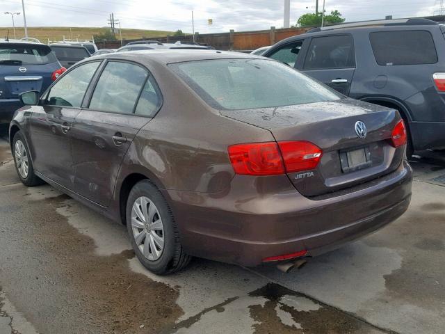 3VW2K7AJ9EM251409 - 2014 VOLKSWAGEN JETTA BASE BROWN photo 3