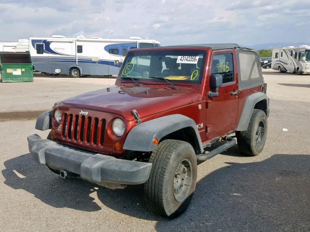 1J4FA24128L536524 - 2008 JEEP WRANGLER X BURGUNDY photo 2