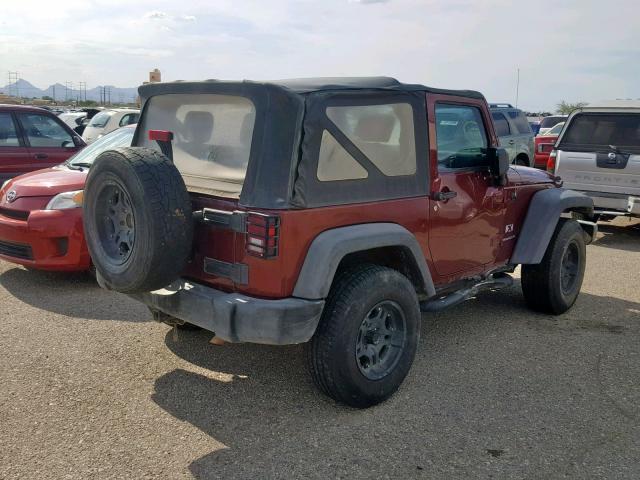 1J4FA24128L536524 - 2008 JEEP WRANGLER X BURGUNDY photo 4