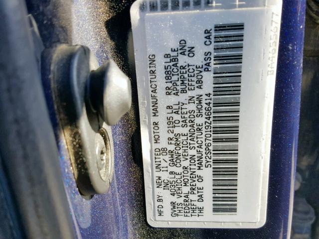 5Y2SP67019Z466414 - 2009 PONTIAC VIBE BLUE photo 10