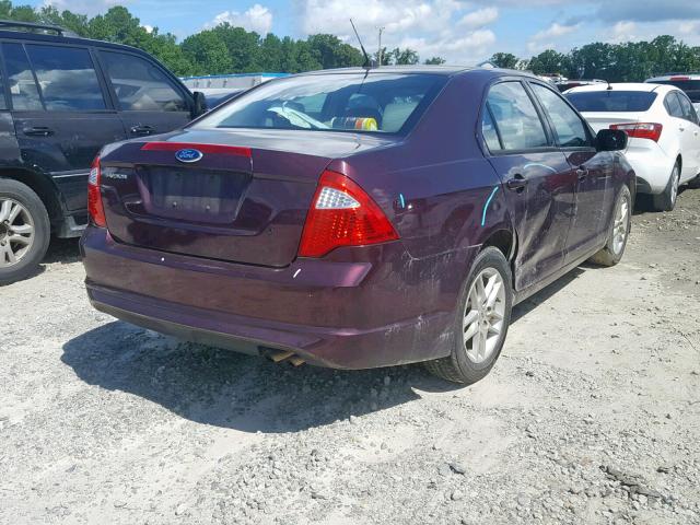 3FAHP0GA7CR262038 - 2012 FORD FUSION S PURPLE photo 4