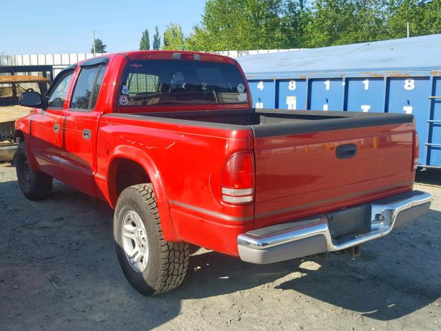 1D7HG48NX4S737292 - 2004 DODGE DAKOTA QUA RED photo 3