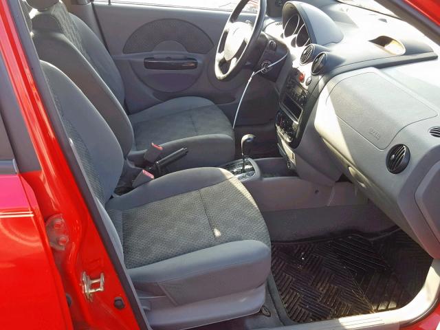 KL1TD52675B328535 - 2005 CHEVROLET AVEO BASE Қызыл фото 5