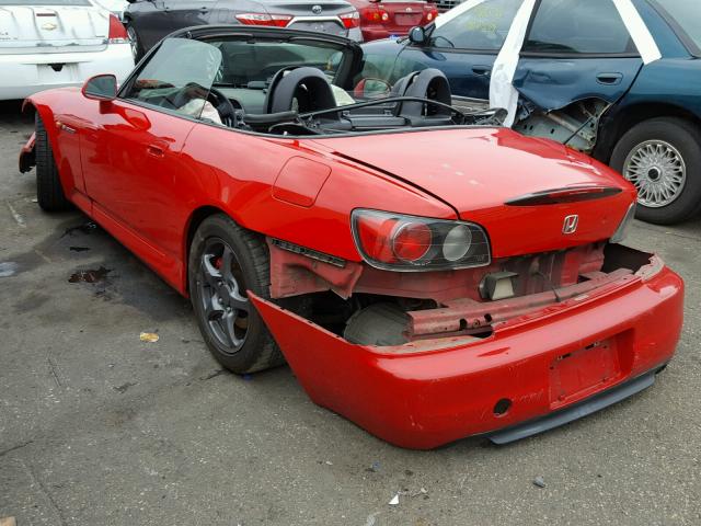 JHMAP11412T001018 - 2002 HONDA S2000 RED photo 3