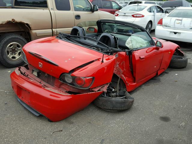 JHMAP11412T001018 - 2002 HONDA S2000 RED photo 4