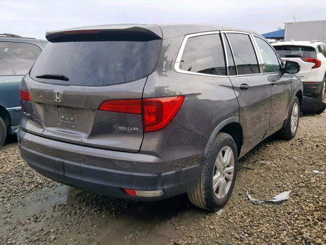 5FNYF5H12GB026770 - 2016 HONDA PILOT LX GRAY photo 4