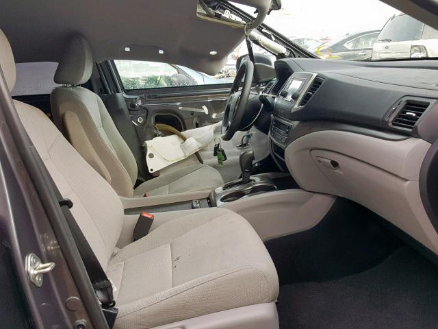 5FNYF5H12GB026770 - 2016 HONDA PILOT LX GRAY photo 5