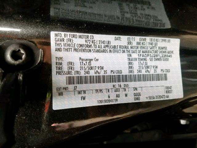 1FADP3J28FL226945 - 2015 FORD FOCUS TITA GRAY photo 10