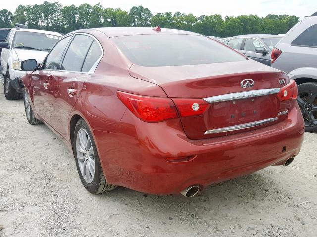 JN1BV7APXFM331297 - 2015 INFINITI Q50 BASE MAROON photo 3