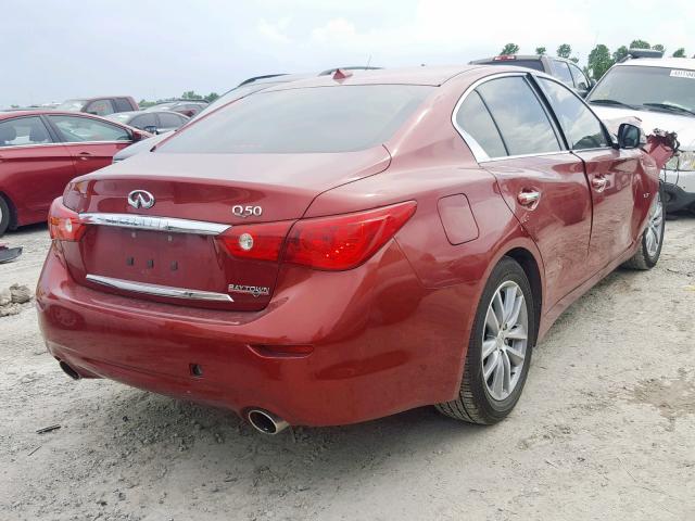 JN1BV7APXFM331297 - 2015 INFINITI Q50 BASE MAROON photo 4