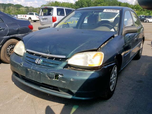 2HGES165X1H563032 - 2001 HONDA CIVIC LX GREEN photo 2