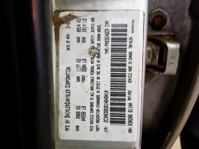 2C3AE66G91H649410 - 2001 CHRYSLER 300M SILVER photo 10