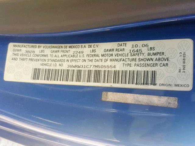 3VWRW31C77M505554 - 2007 VOLKSWAGEN NEW BEETLE Blau Foto 10