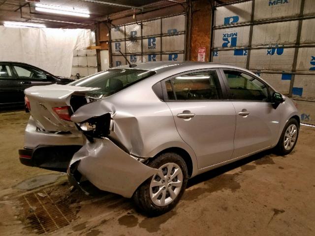 KNADN4A32D6318124 - 2013 KIA RIO EX SILVER photo 4