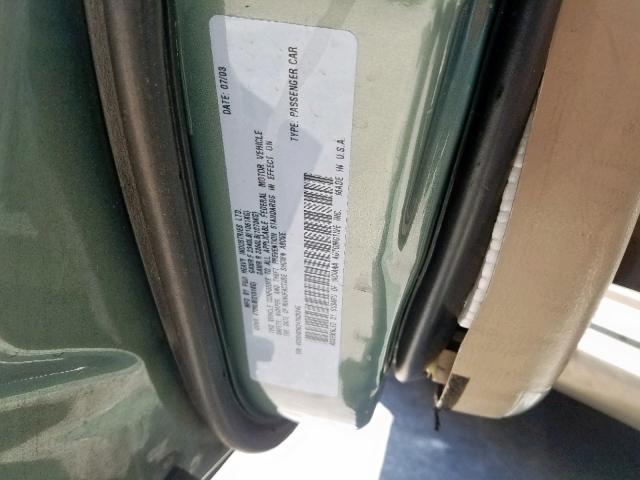 4S3BH806247608345 - 2004 SUBARU LEGACY OUT GREEN photo 10