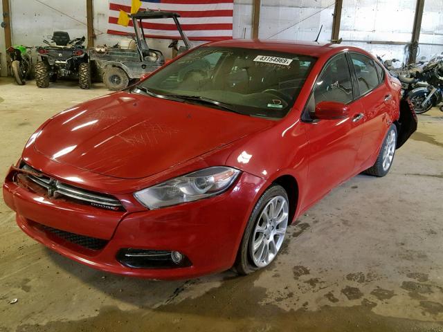 1C3CDFCHXDD287453 - 2013 DODGE DART LIMIT RED photo 2