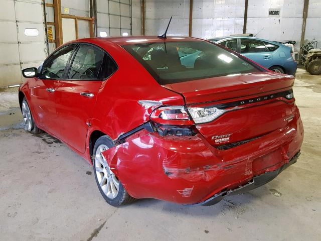 1C3CDFCHXDD287453 - 2013 DODGE DART LIMIT RED photo 3