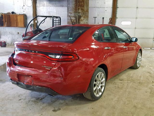 1C3CDFCHXDD287453 - 2013 DODGE DART LIMIT RED photo 4