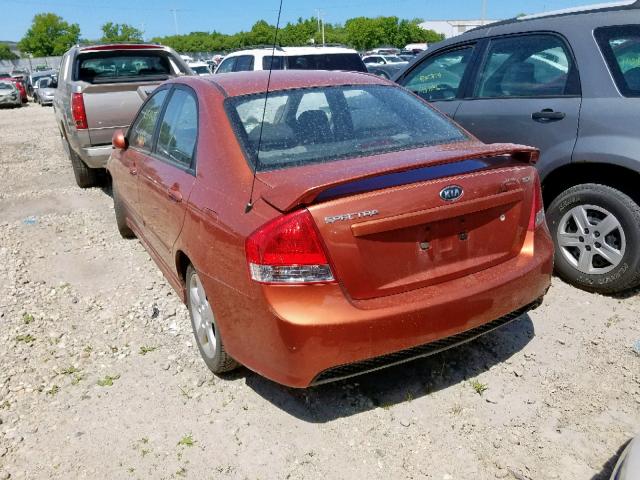 KNAFE221395022701 - 2009 KIA SPECTRA EX ORANGE photo 3