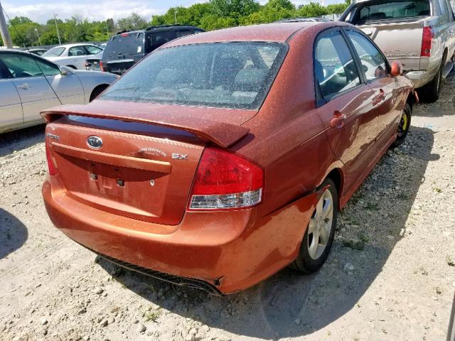 KNAFE221395022701 - 2009 KIA SPECTRA EX ORANGE photo 4