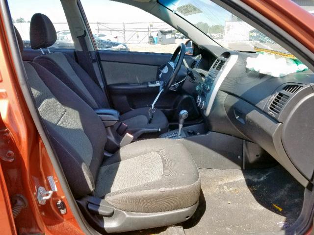 KNAFE221395022701 - 2009 KIA SPECTRA EX ORANGE photo 5