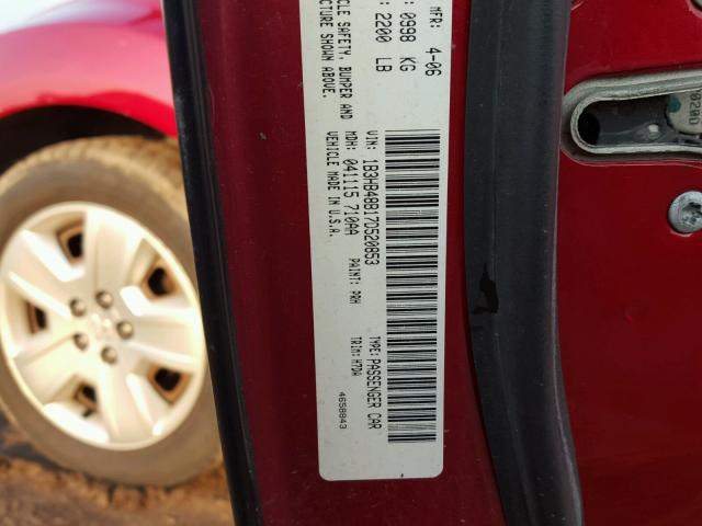 1B3HB48B17D520853 - 2007 DODGE CALIBER SX RED photo 10