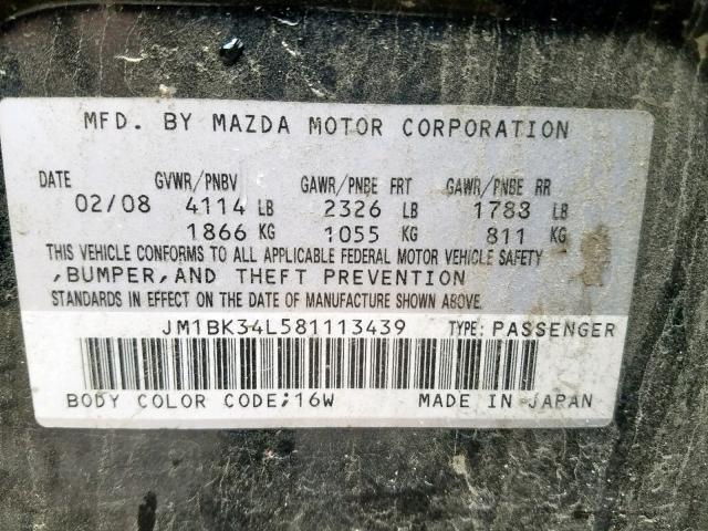 JM1BK34L581113439 - 2008 MAZDA SPEED 3 黑色 照片 10