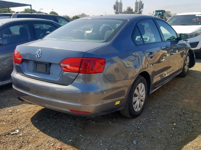 3VW2K7AJ0BM044869 - 2011 VOLKSWAGEN JETTA BASE GRAY photo 4