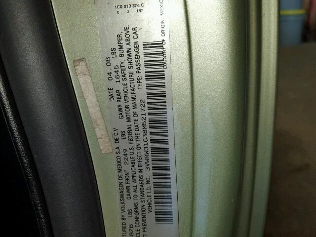 3VWRW31C38M521722 - 2008 VOLKSWAGEN NEW BEETLE Yaşıl foto 10