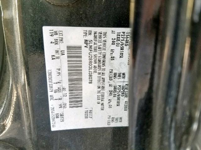 5LMFU28R03LJ38078 - 2003 LINCOLN NAVIGATOR შავი ფოტო 10