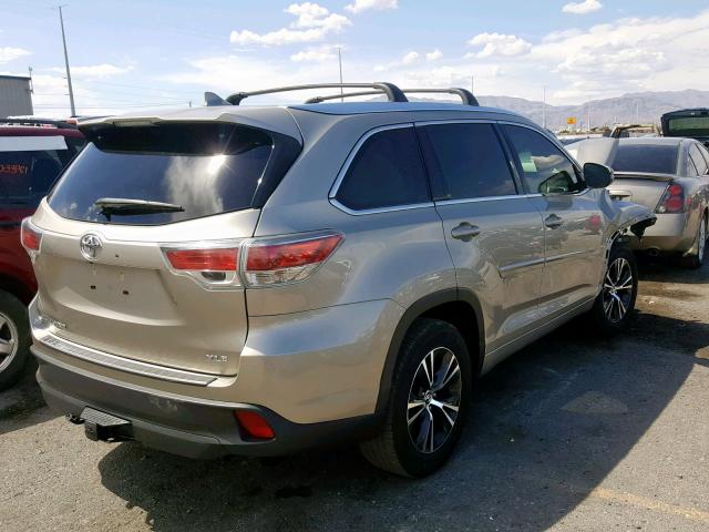 5TDKKRFH2GS503363 - 2016 TOYOTA HIGHLANDER GOLD photo 4