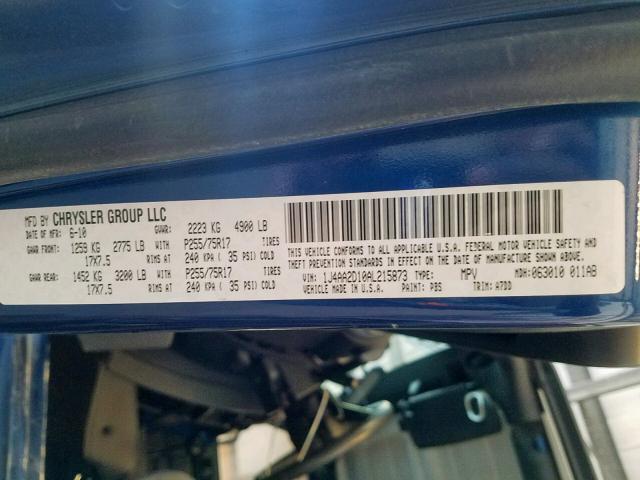 1J4AA2D10AL215873 - 2010 JEEP WRANGLER S BLUE photo 10