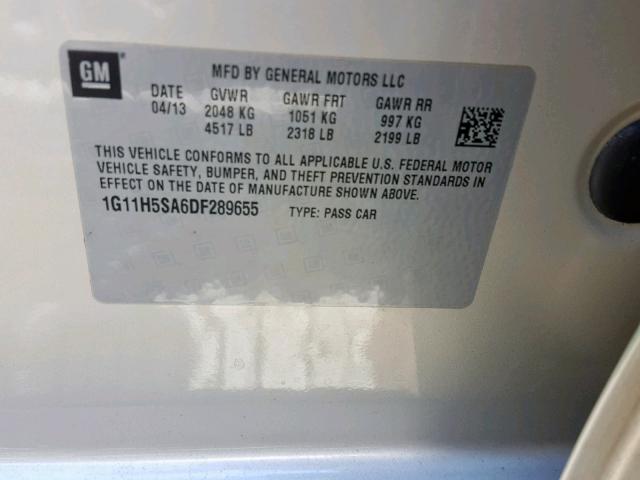 1G11H5SA6DF289655 - 2013 CHEVROLET MALIBU LTZ ოქროსფერი ფოტო 10