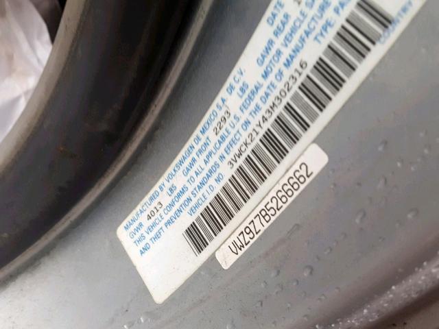 3VWCK21Y43M302316 - 2003 VOLKSWAGEN NEW BEETLE ვერცხლისფერი ფოტო 10