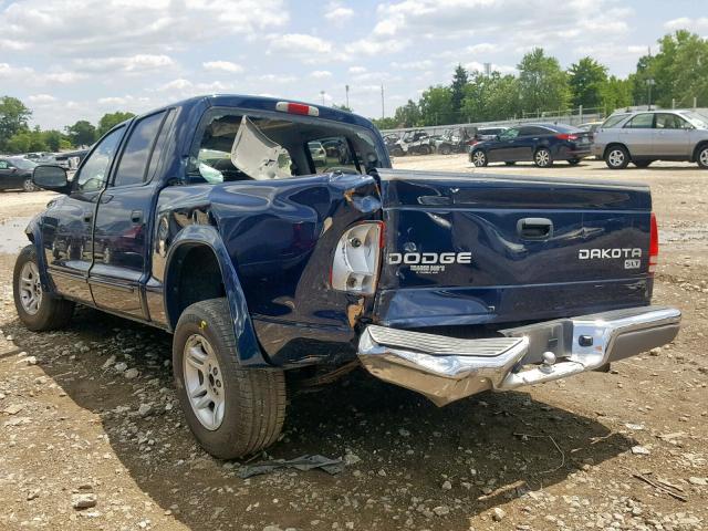 1D7HL48N44S520767 - 2004 DODGE DAKOTA QUA BLUE photo 3