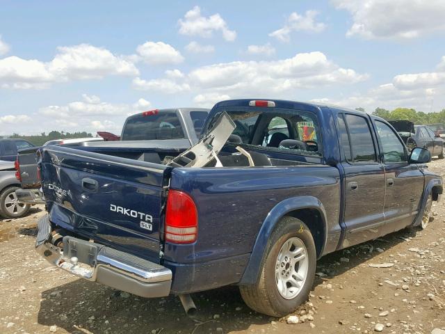 1D7HL48N44S520767 - 2004 DODGE DAKOTA QUA BLUE photo 4